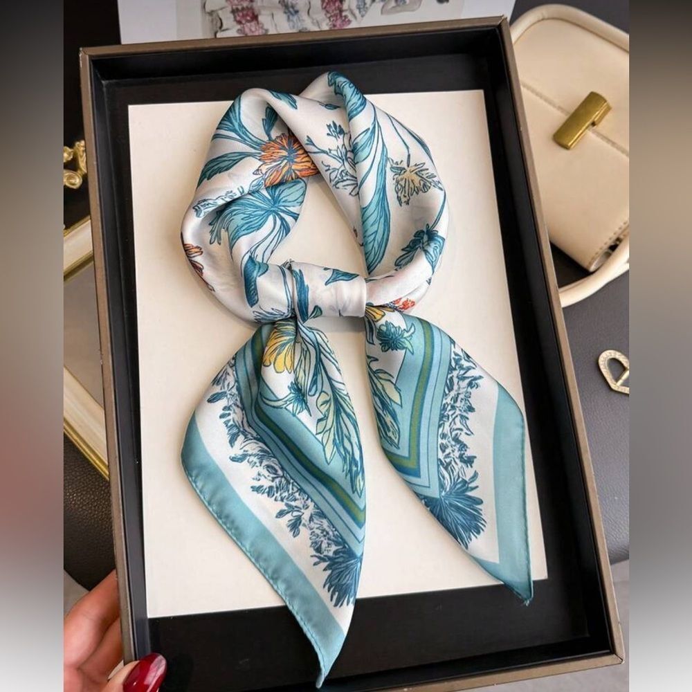 Floral Scarf Blue and White S16